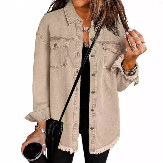 Solid Color Denim Shirt