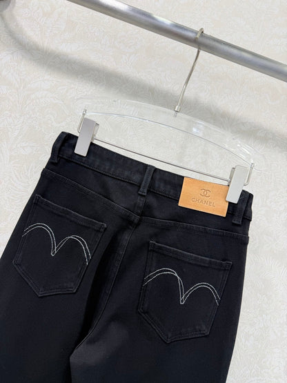 CC 26s Frayed Straight Leg Jeans Black Cotton 352015