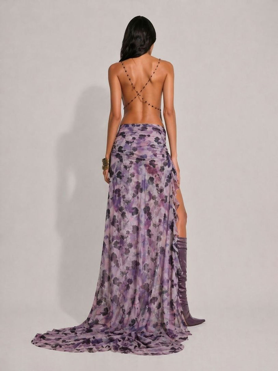 Mila Cutout Backless Strappy Mesh Maxi Dress