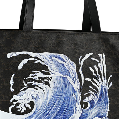 Triomphe Canvas Calfskin Wave Print Museum Bag Black