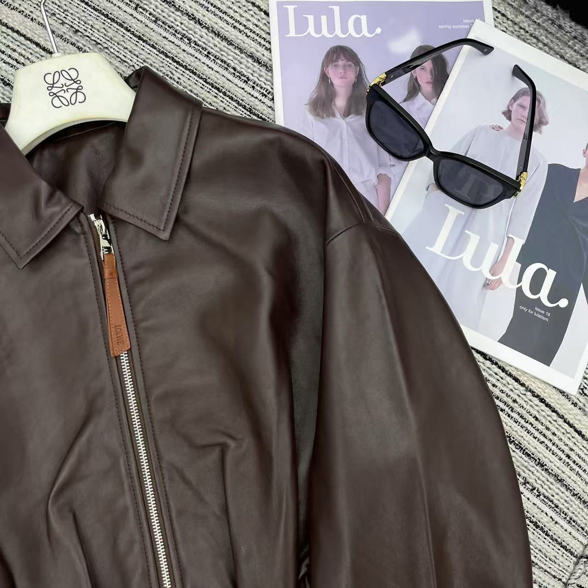Loewe Draped Jacket Brown Nappa Lambskin 348576
