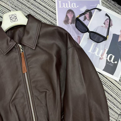 Loewe Draped Jacket Brown Nappa Lambskin 348576