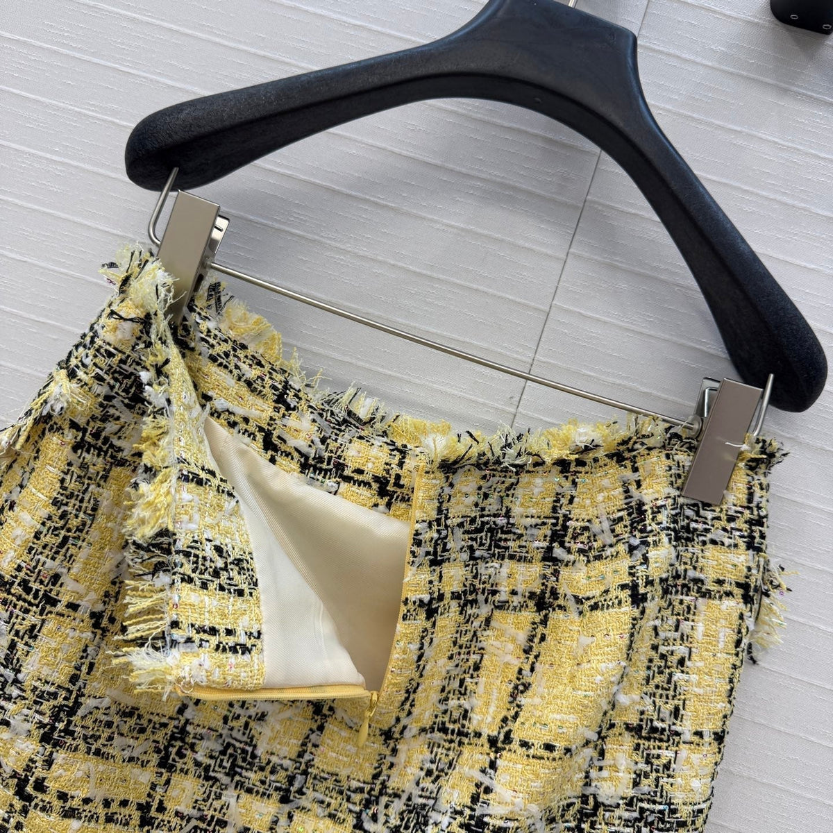Balmain 26s Skirt Yellow Black Tweed 346066