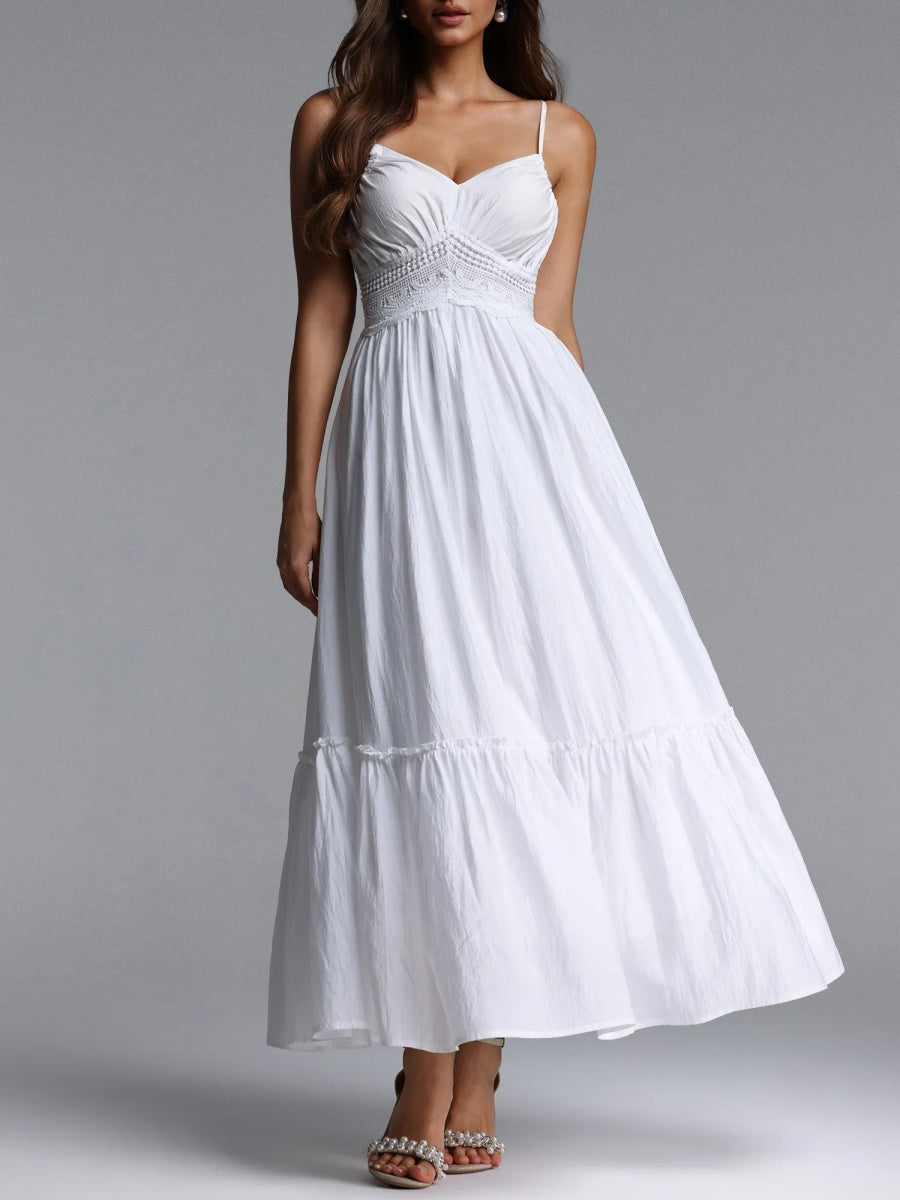 Aurora Crochet-Waist Tiered Cotton Maxi Dress