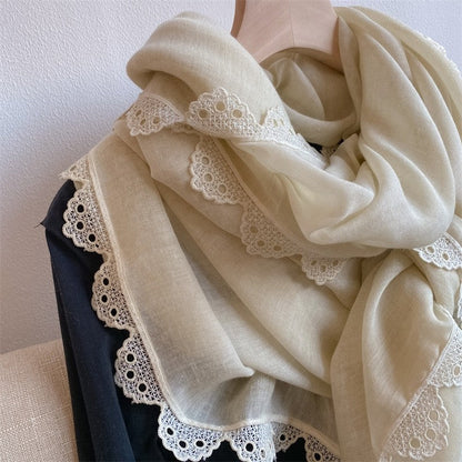 Fashion Lace Crochet Solid Color Long Scarf