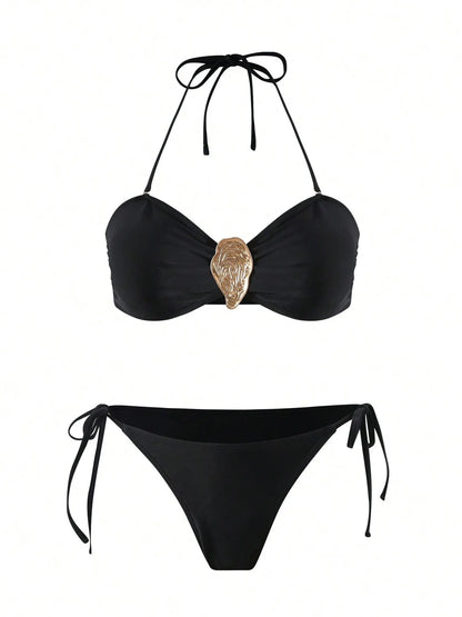 Chloe Printed Lace-Up Bikini Set