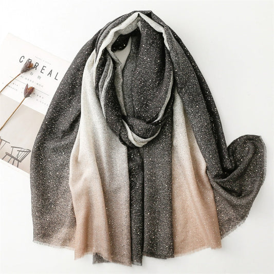 Scarvii - Gold Dotted Gradient Colorblock Scarf
