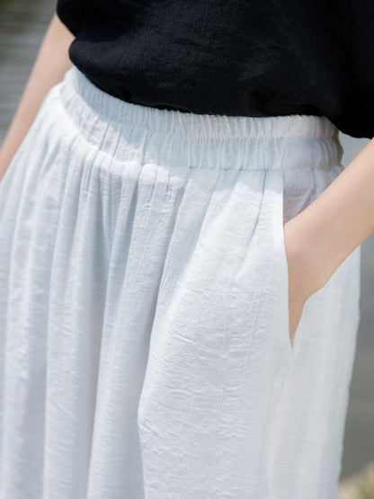 Simple Wide Legs Loose Elasticity Solid Color Casual Pants Bottoms