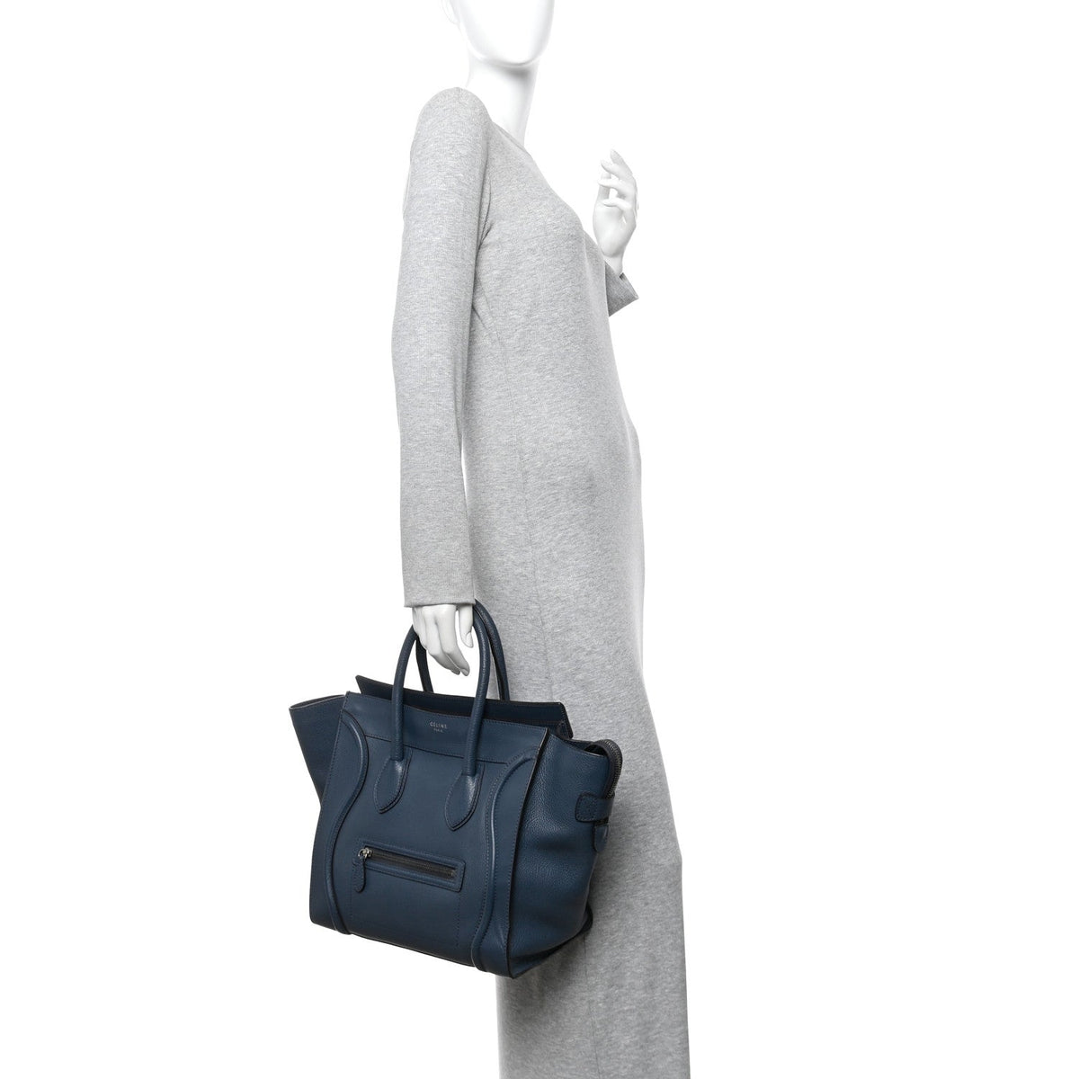 Drummed Calfskin Mini Luggage Slate