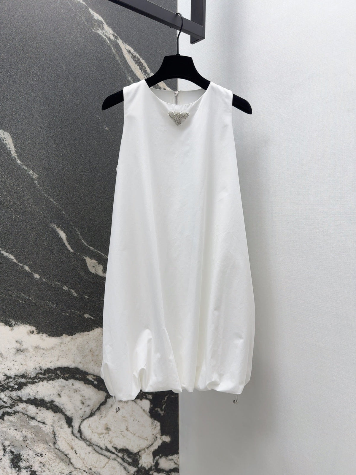Prada 2025 Sleeveless Dress A-line Babydoll White Polyester