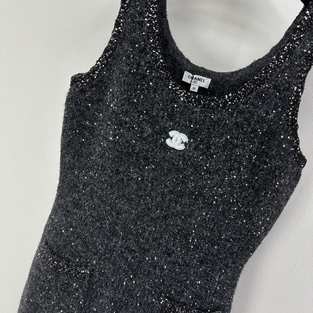CC 26C Vest Dress Dark Grey Sequin Tweed 349039
