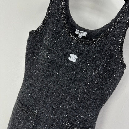 CC 26C Vest Dress Dark Grey Sequin Tweed 349039