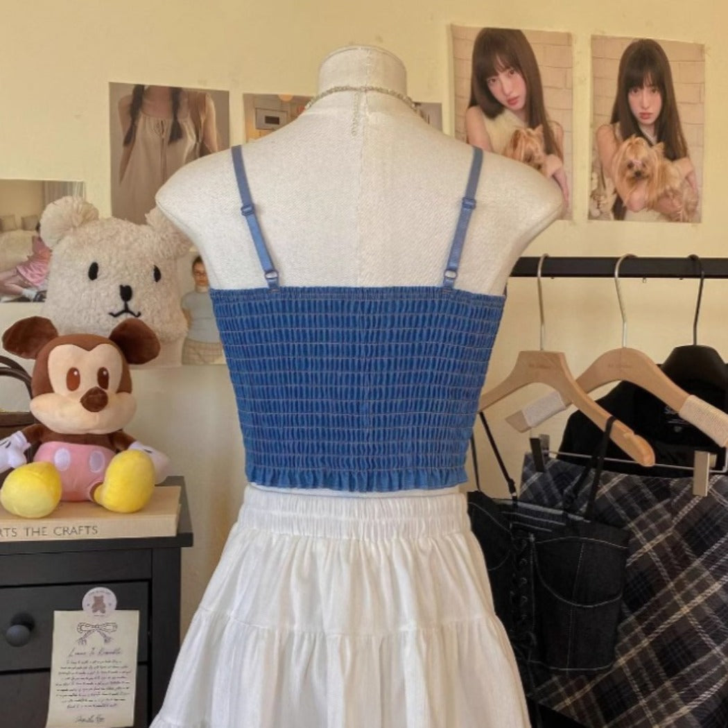 Vesty - Denim Bustier Adjustable Top - Classic &amp; Casual