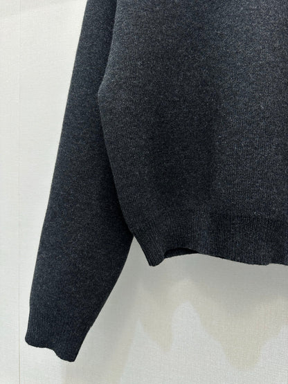 Celin Embroidered Crew Neck Sweater Black Wool 346096