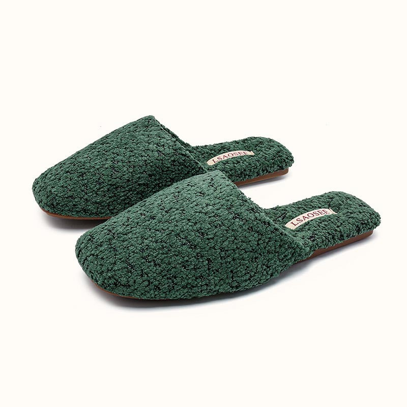 Simple Solid Color Soft Warm Plush Slippers