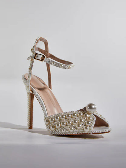 Cyrix Pearl Strap Sandals In Apricot
