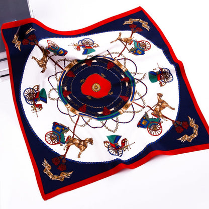 Scarvii - Vintage Carriage Print Square Twill Scarf