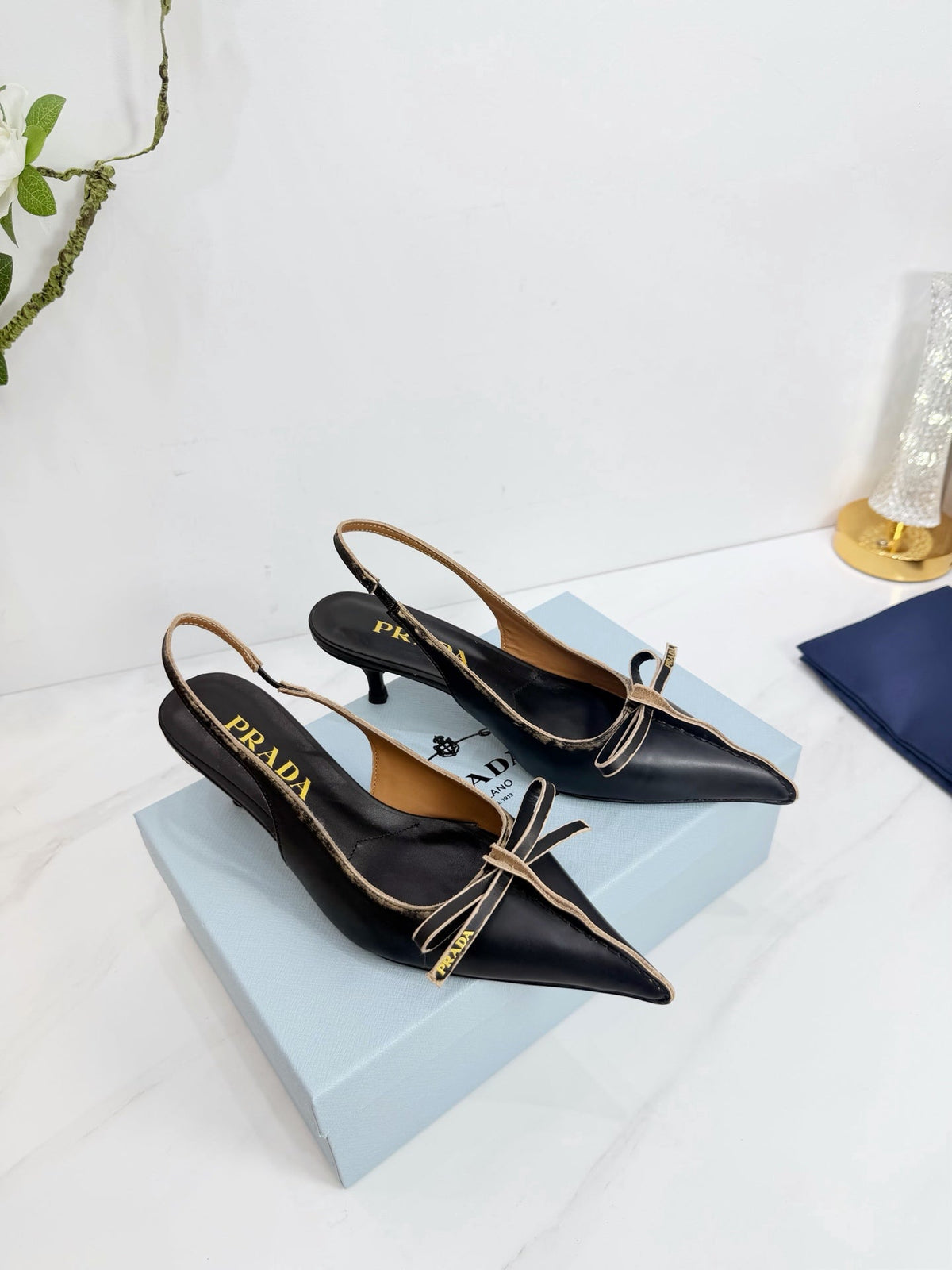 PRA 26SS Slingback 55 Black Beige Cowhide 592402