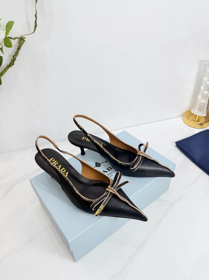 PRA 26SS Slingback 55 Black Beige Cowhide 592402