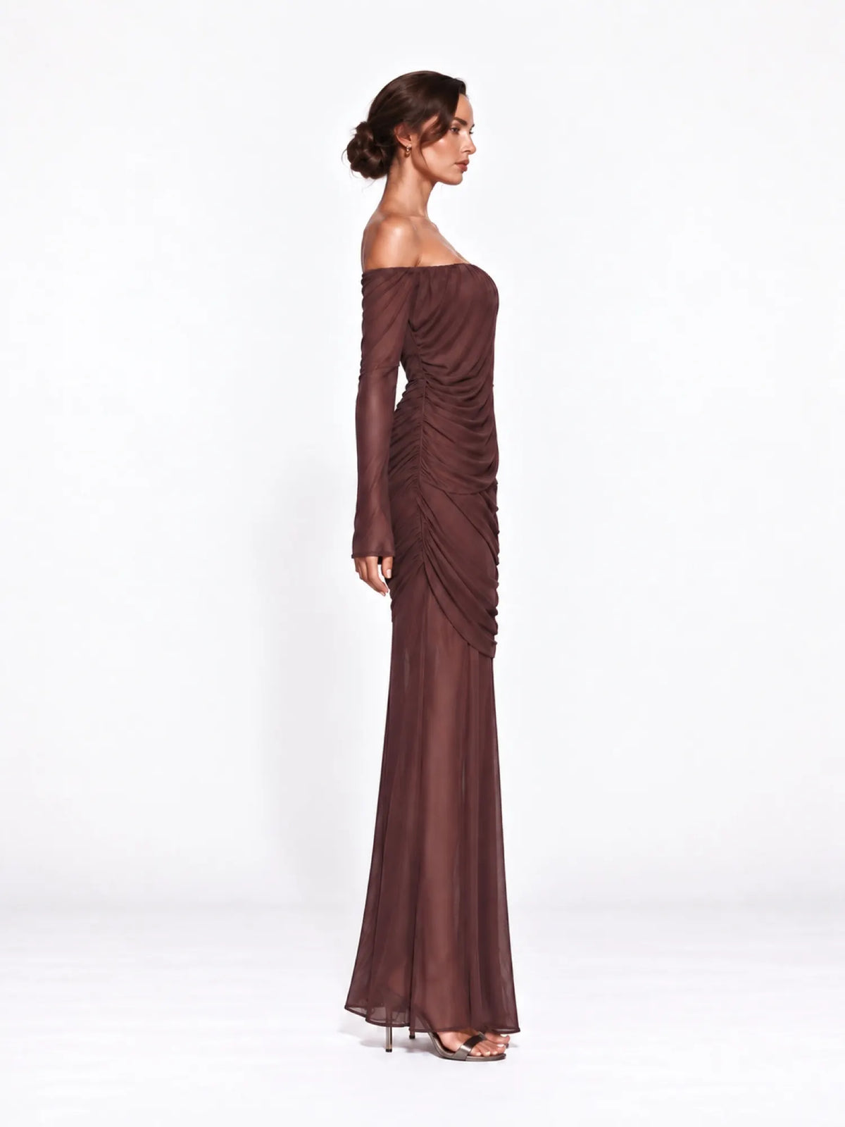 Rosalinda Off-Shoulder Pleated Maxi Dress