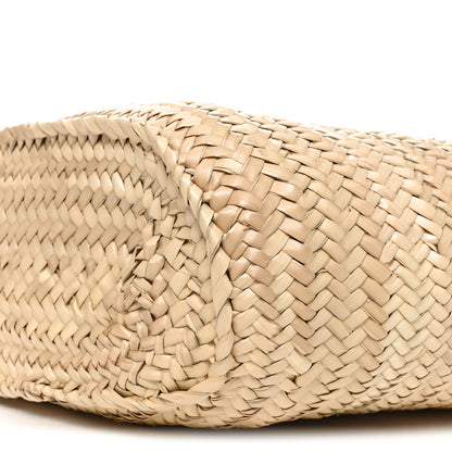 Raffia Calfskin Triomphe Medium Panier Tan