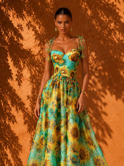 Indira Resort Flowy Floral Print One Piece Swimsuit Two Piece Set
