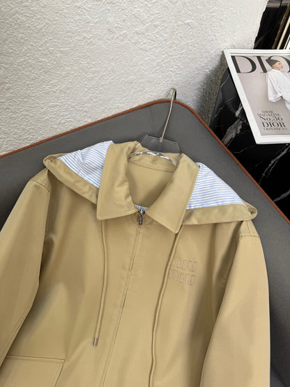 Miu Miu 25 Jacket Dark Beige Polyester 298098