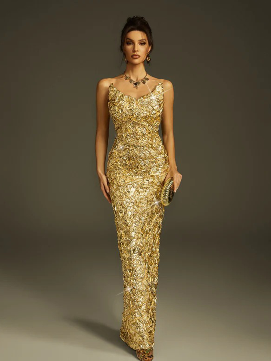 Christabel Maxi Dress In Gold
