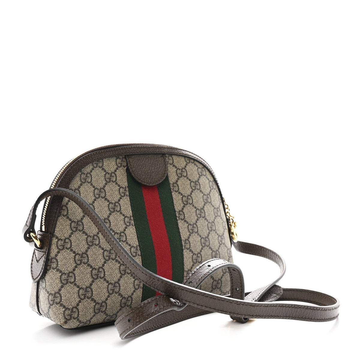 GG Supreme Monogram Textured Dollar Calfskin Web Small Ophidia Dome Shoulder Bag Beige Ebony New Acero