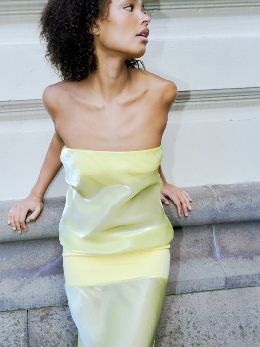Beatrice Strapless Pleated Midi Dress
