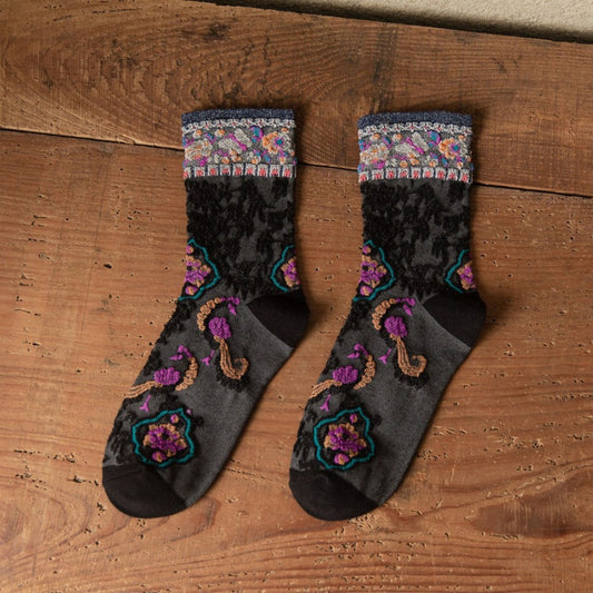 Rufia - Vintage Pattern Autumn-Winter Mid-Calf Socks