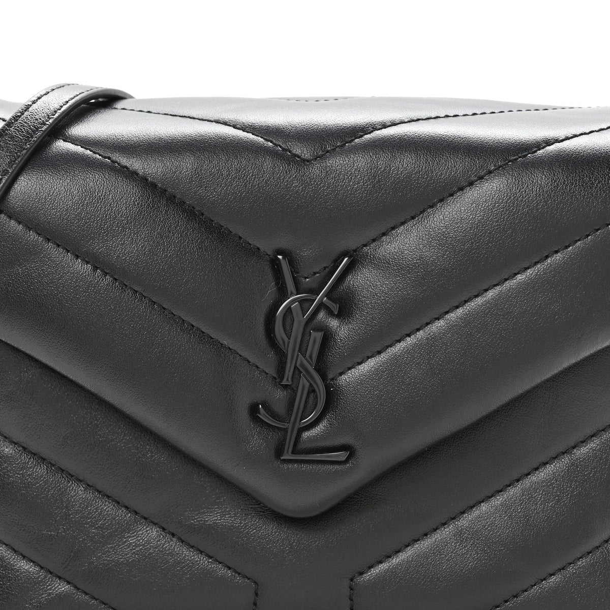 Calfskin Y Quilted Monogram Monochrome Toy Loulou Crossbody Bag Black