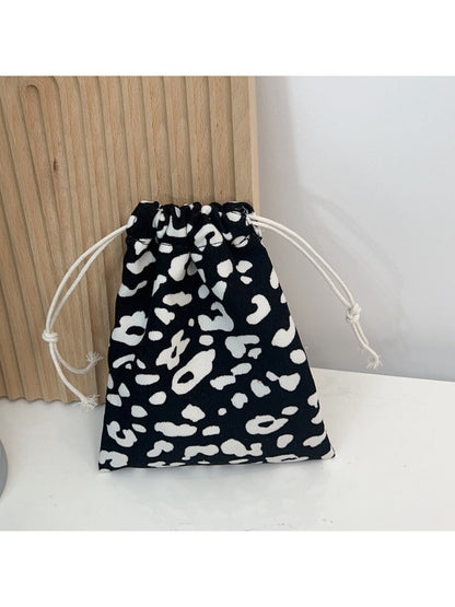 Cosbai - Corduroy Drawstring Pouch &amp; Coin Purse with Floral Patterns