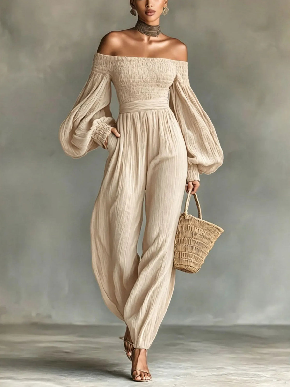 Genesis Balloon Sleeve Ruch Jumpsuit