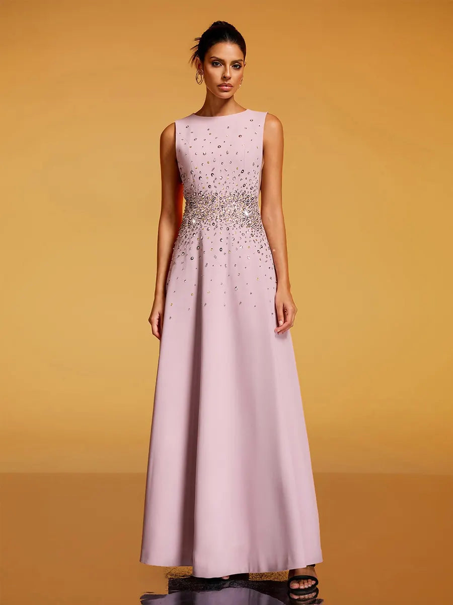 Sienna Sleeveless Rhinestone Maxi Dress