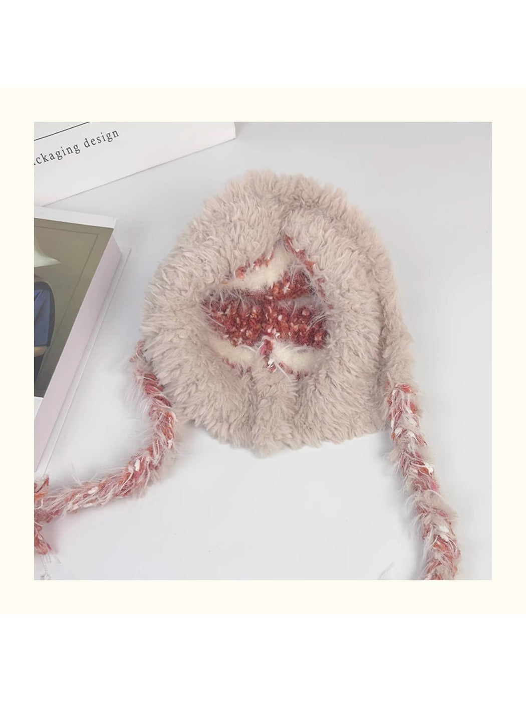 Haila - Striped Plush Knitted Beanie with Ear Flaps