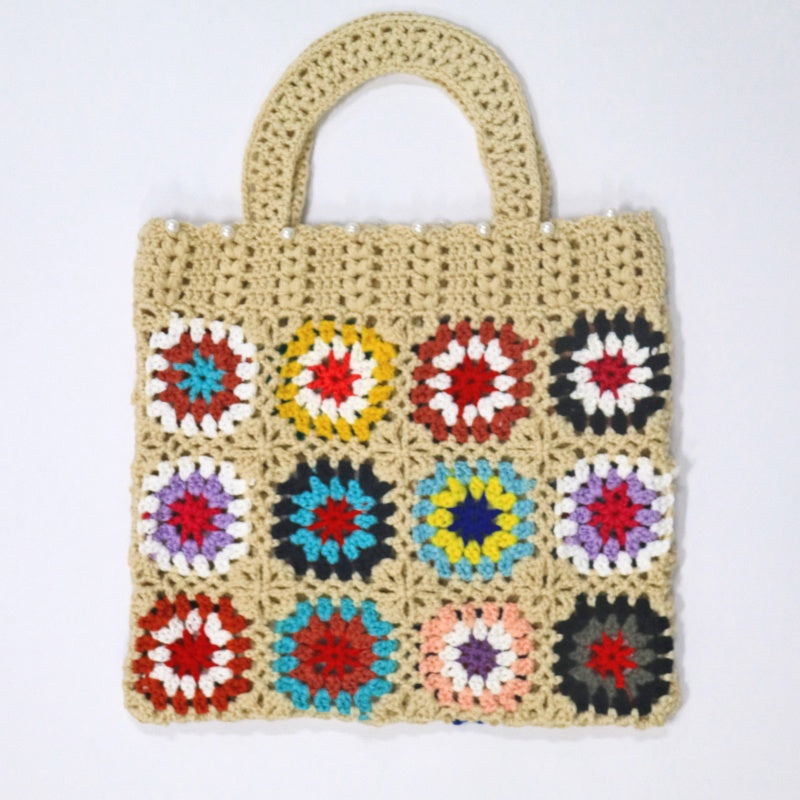 Crochet Granny Square Bag Hand Hook Hollow Bag