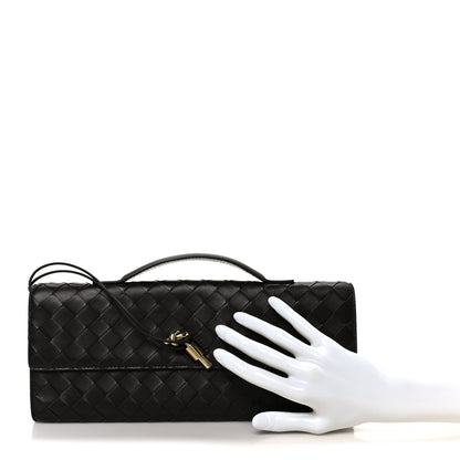 Nappa Intrecciato Long Andiamo Top Handle Clutch Fondant