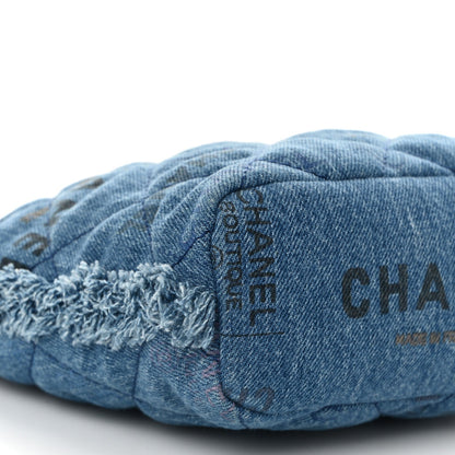 Denim Quilted Small Mood Bucket With Chain Blue Multicolor