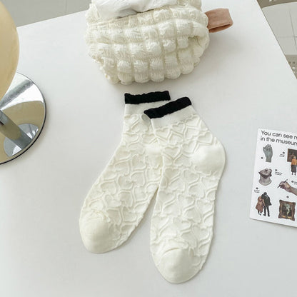 Rufia - Black and White Lace Trim Ankle Socks