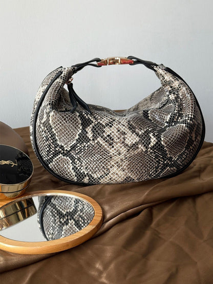 Ella Serpent-Print Handbag with Metal Clasp