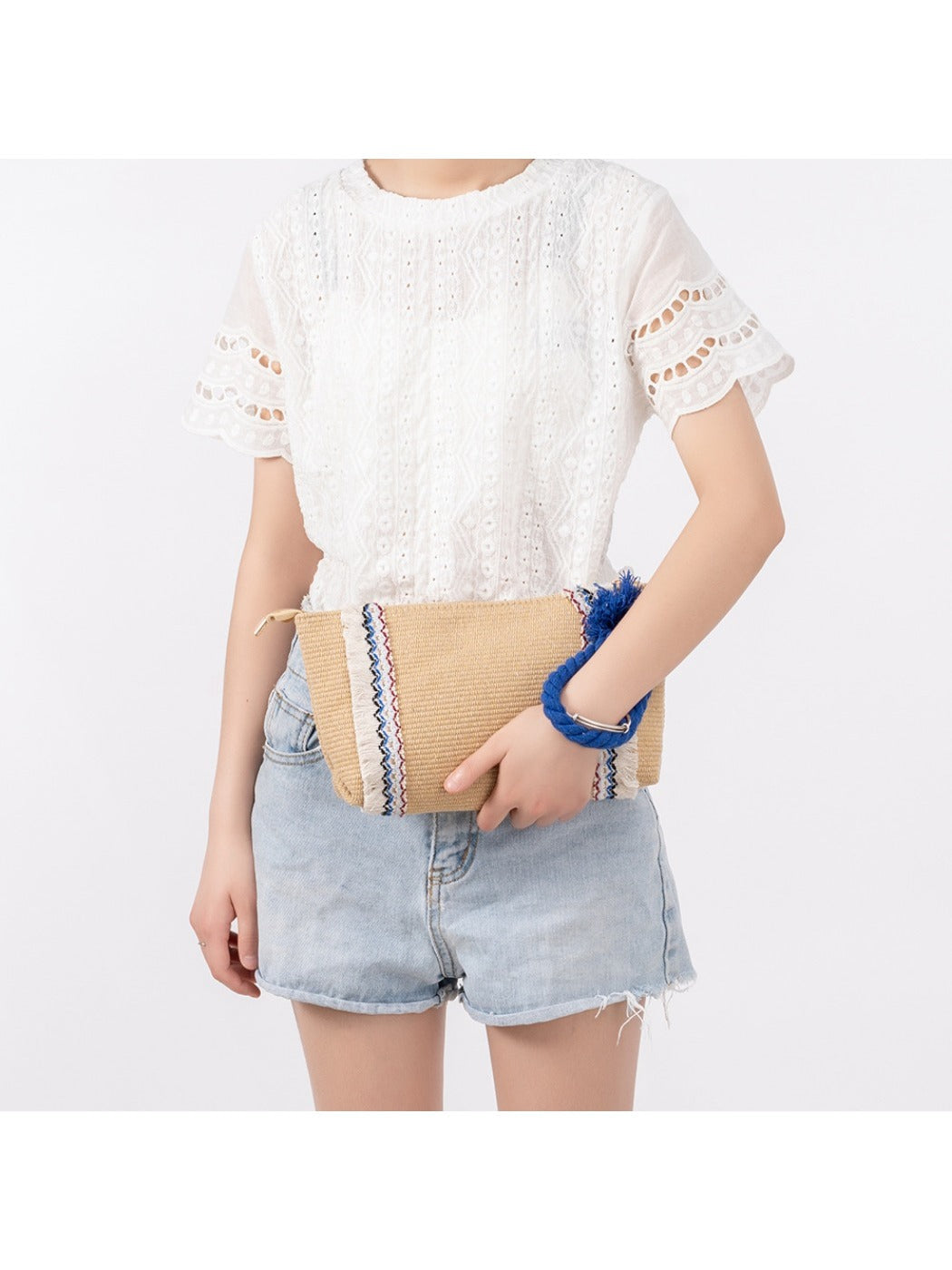 Cosbai - Brown Minimalist Woven Clutch Bag - Boho &amp; Chic