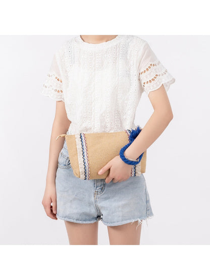 Cosbai - Brown Minimalist Woven Clutch Bag - Boho &amp; Chic