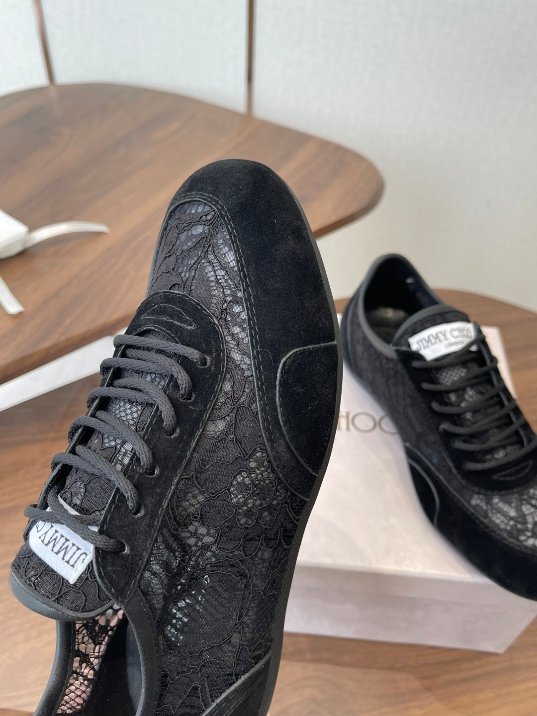 Jimmy Choo Sunny F Sneaker Black Lace Leather