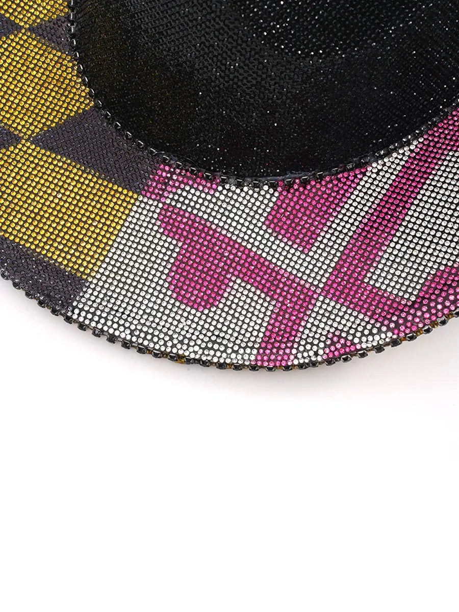 Leilani Color-Block Denim Hat with Rhinestone Embellishments