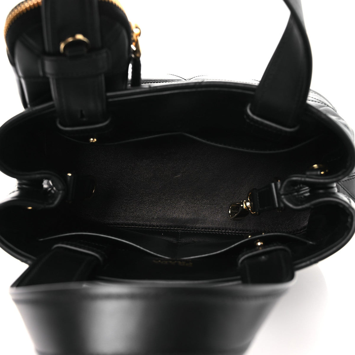 Vitello Triangle Stitched Shopping Tote Black