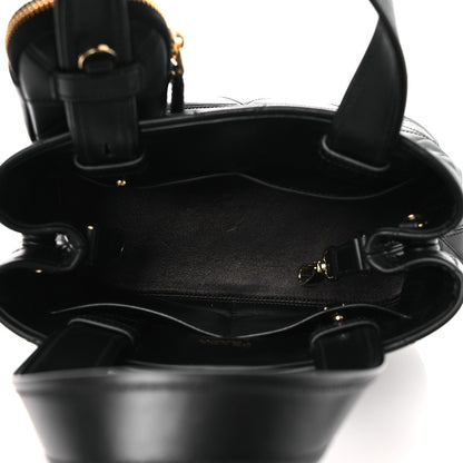 Vitello Triangle Stitched Shopping Tote Black
