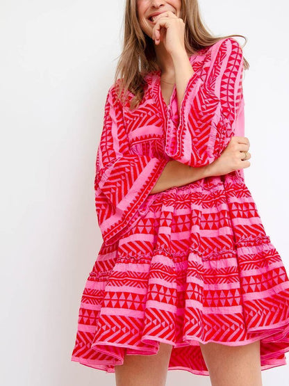 Boho Printed Tribal Bell Sleeve Dresses