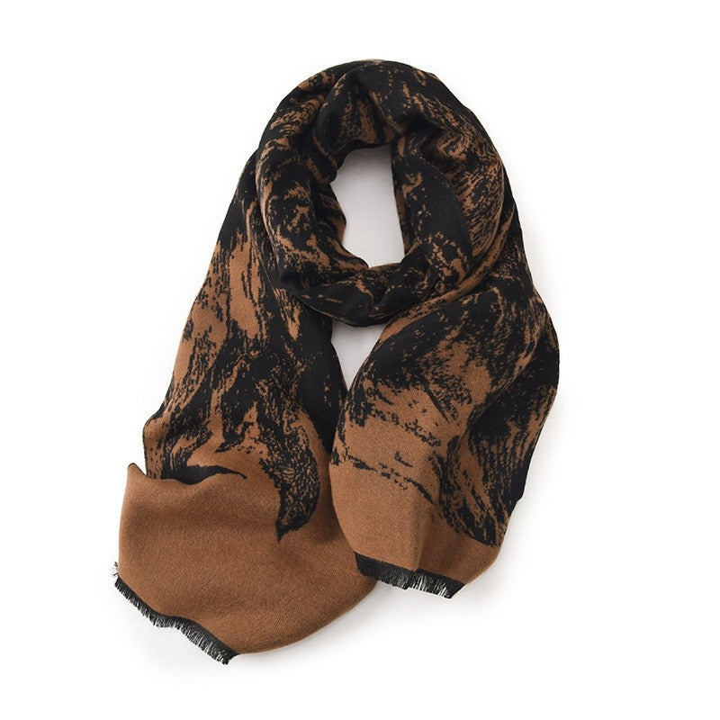 Jacquard Fringed Cashmere-Like Scarf
