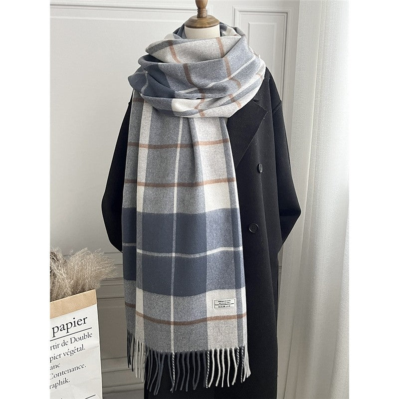 Fashion Plaid Fringe Shawl Scarf